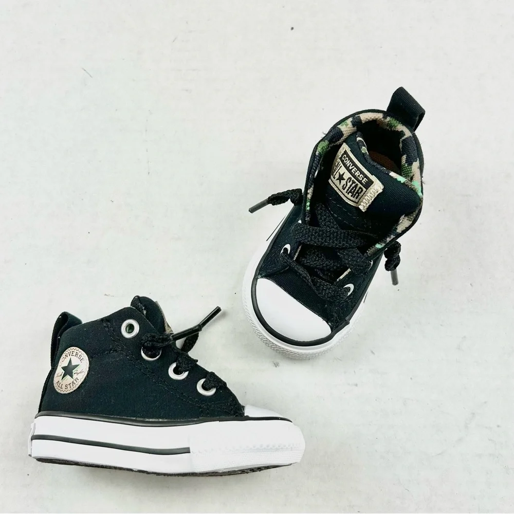 Converse Infant Black & Camo High Top Lace Up Sneakers